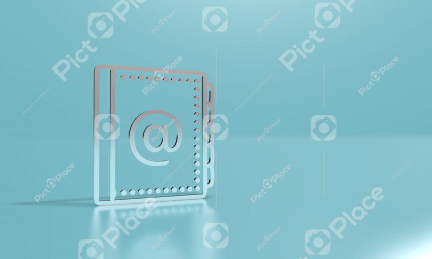 Contacts book on a blue background. 3D rendering