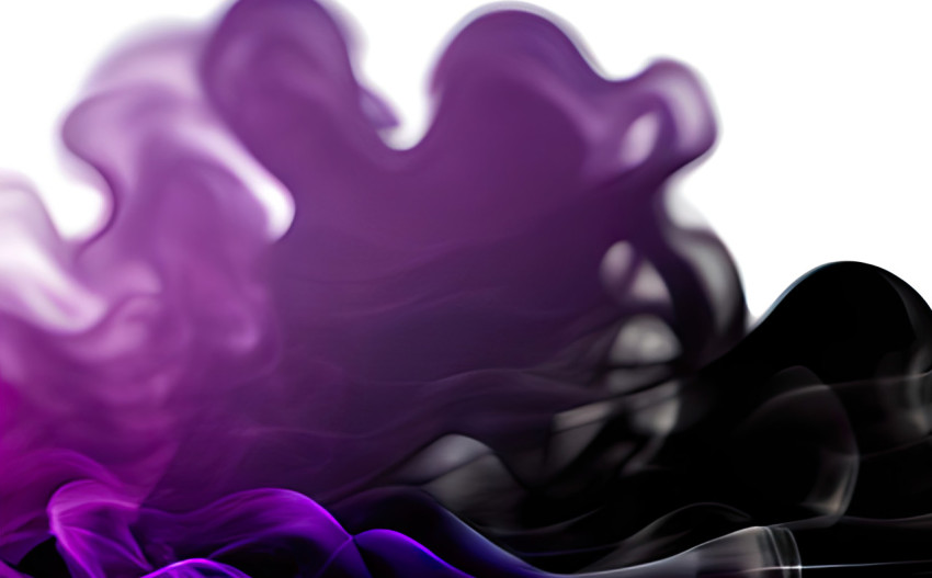 Digital illustration abstract background puffs black purple smoke