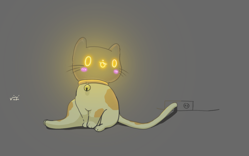 cat, light bulb, cute, electricity, art