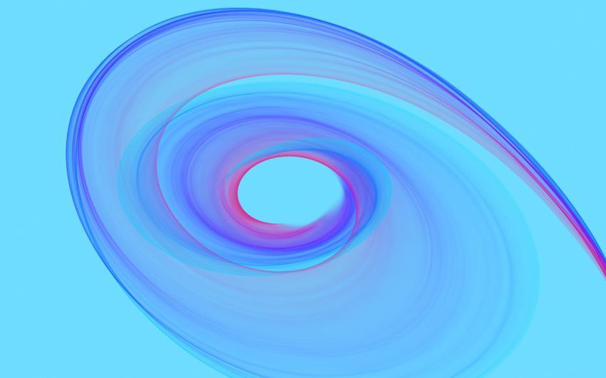 Color light swirl of thin gradient lines on a light blue background.