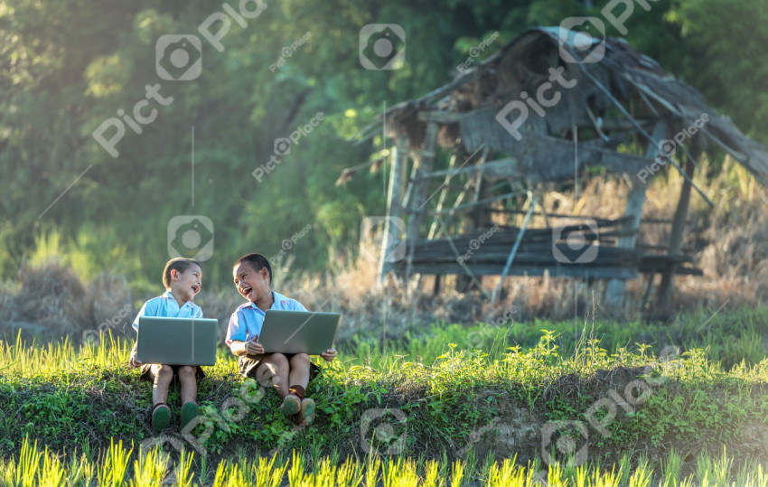 Children with laptops