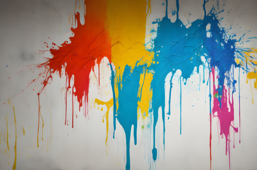 Colorful paint splashes on white background. Abstract grunge background