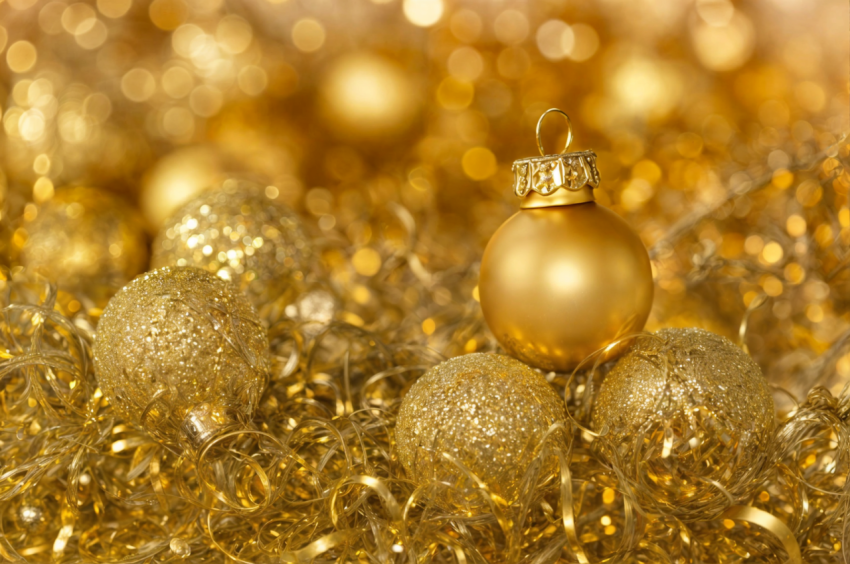 Festive Christmas Baubles with Golden Accents