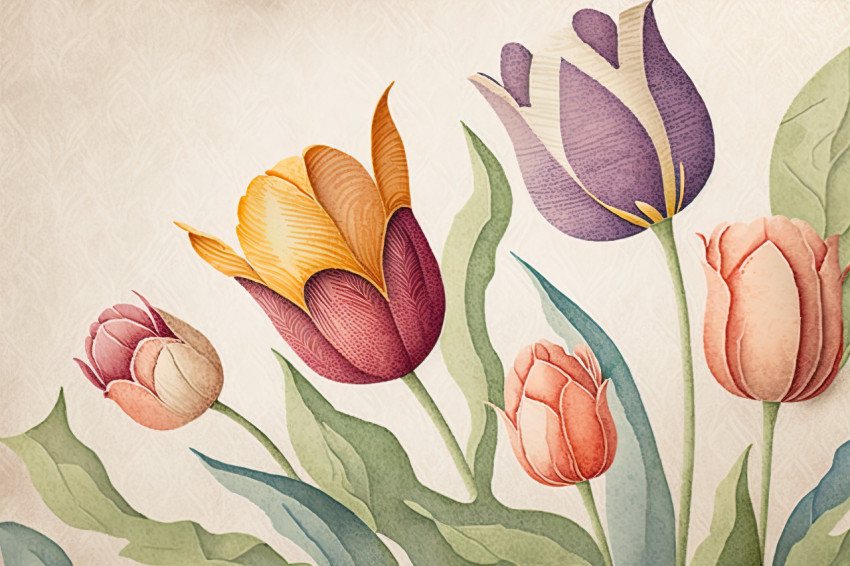 Watercolor Tulip Texture Paper