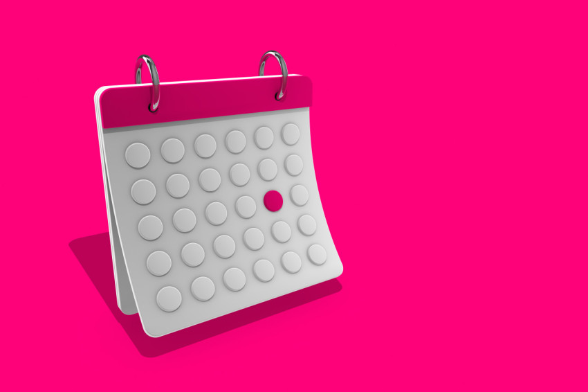 Stylish 3d calendar on a pink background. Minimalistic design.
