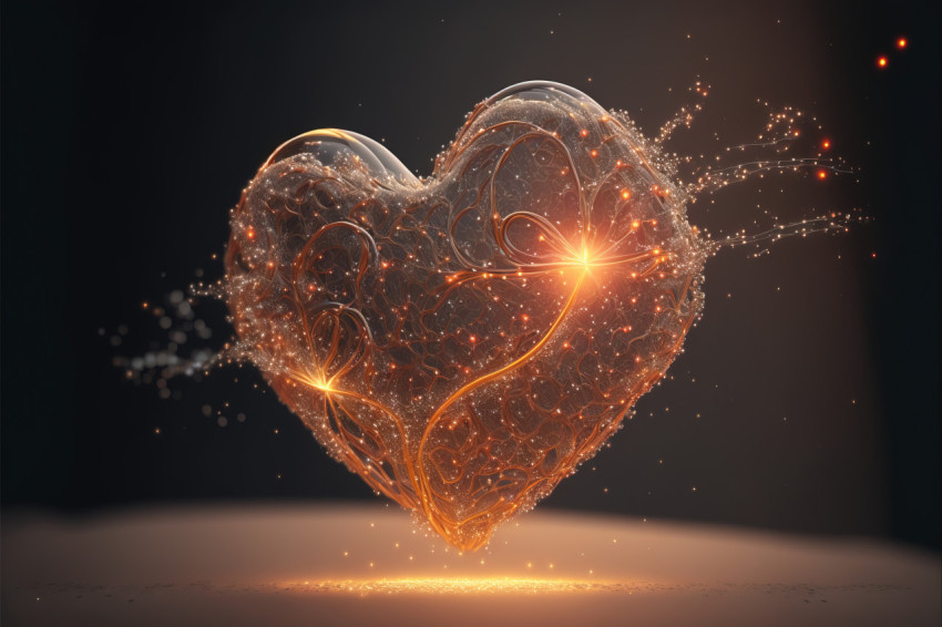 Stylish abstract heart with particles and glow