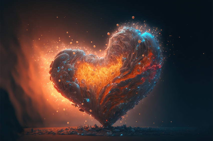 Stylish abstract heart with particles and glow