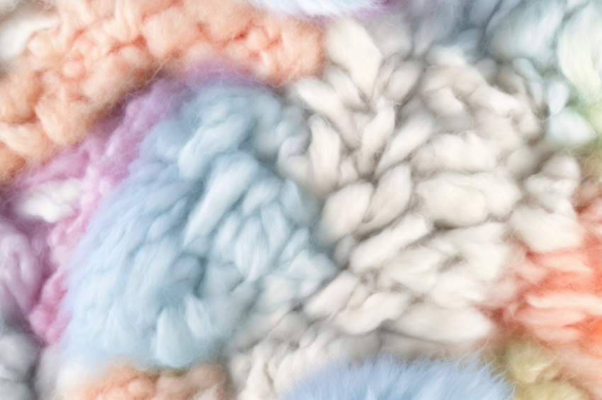 Fluffy Rainbow: A Soft and Airy Texture of Multicolored Wool
