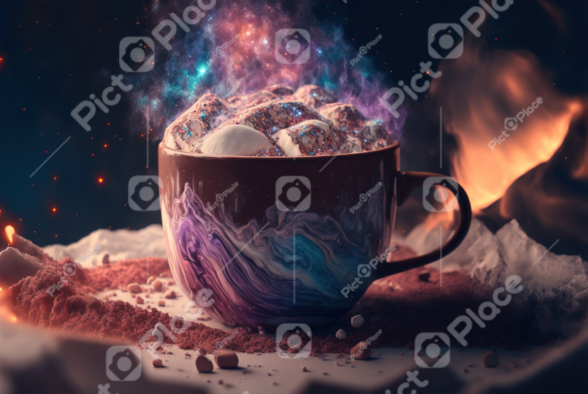 Steaming hot chocolate on a winter morning