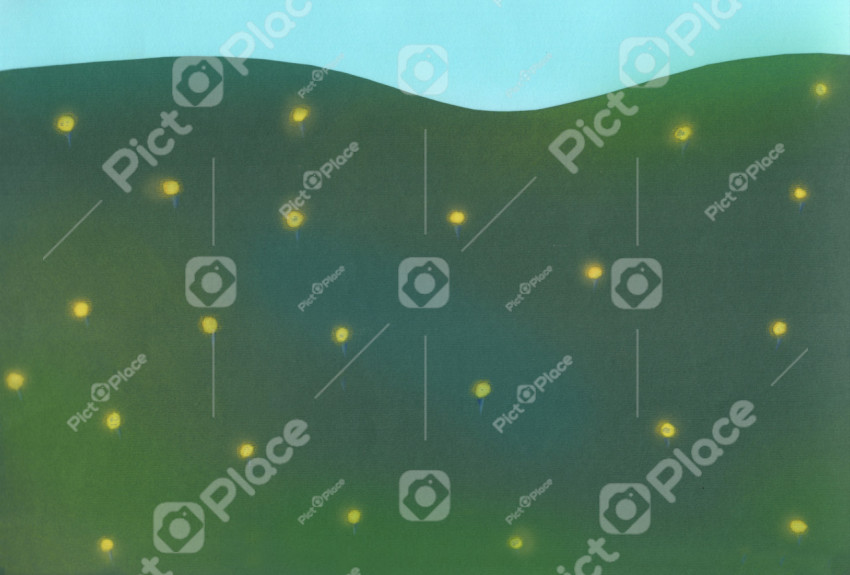 background of green meadow with small yellow flower pattern