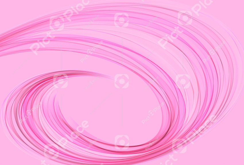 Colored light swirl of thin gradient lines on a light pink background. 3D illustration, 3D rendering.