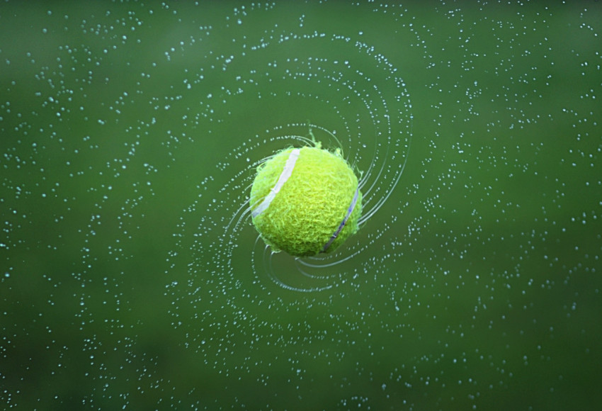 Tennis ball in motion