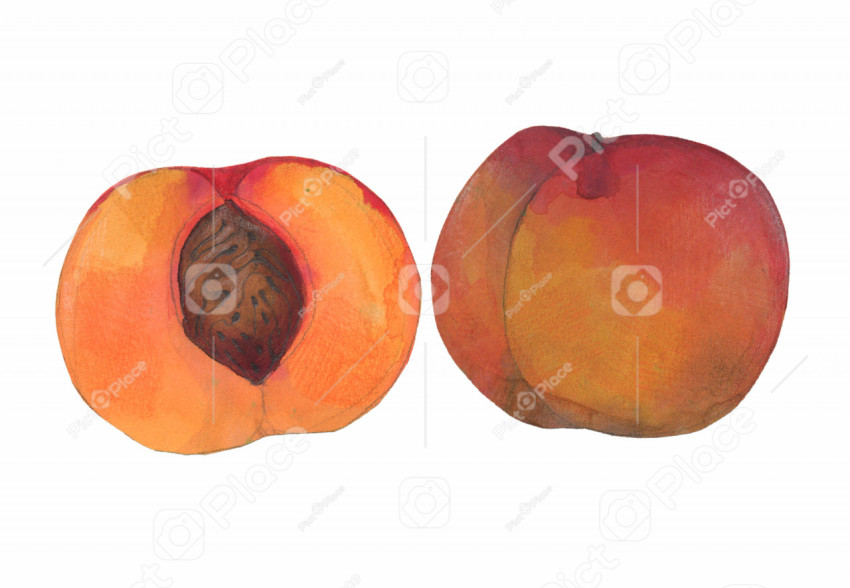 ripe, juicy peach and a half