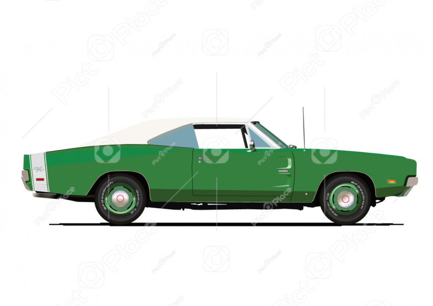 Green retro car