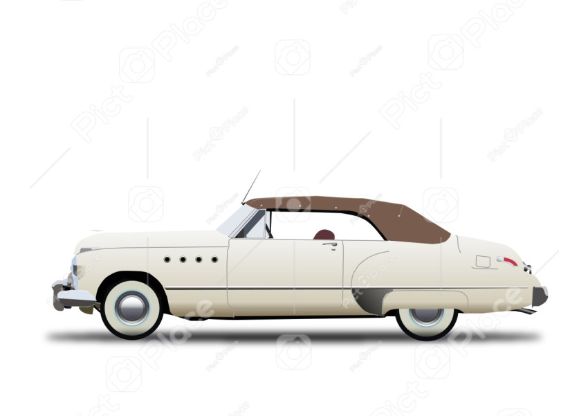 drawing of a retro beige car