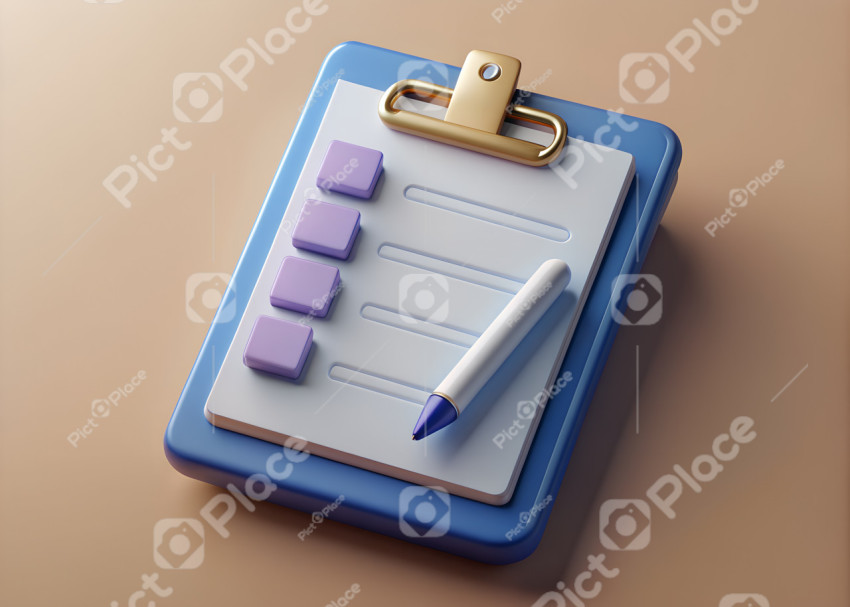 tablet with paper clip  to do list  on a uniform background