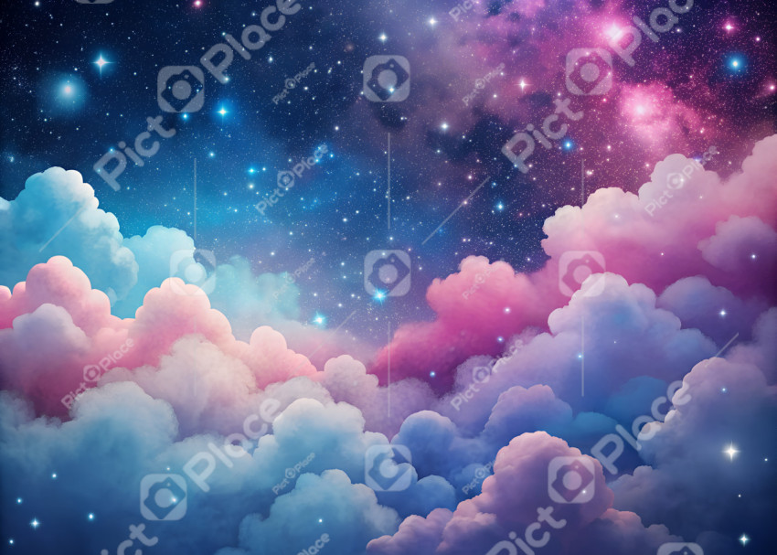 illustration clouds with stars and space dust in t