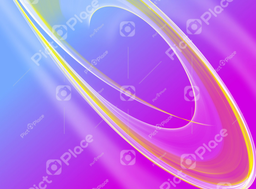 Color light swirl of thin gradient lines on a blue-violet background. 3D illustration, 3D rendering.