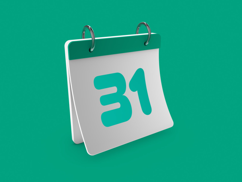 Stylish 3d Calendar day thirty-first 31. 3d illustration, 3d rendering.