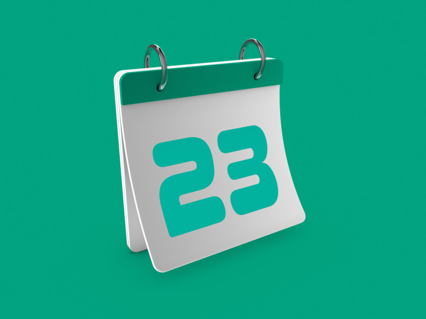 Stylish 3D Calendar day twenty third 23. 3D illustration, 3D rendering.