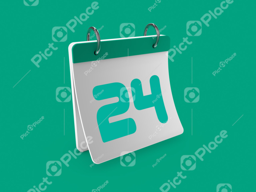 Stylish 3d Calendar day twenty fourth 24. 3d illustration, 3d rendering.