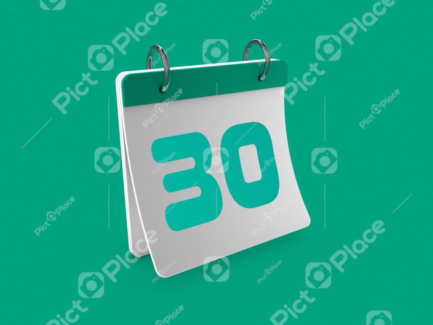 Stylish 3D Calendar day thirtieth 30. 3D illustration, 3D rendering.