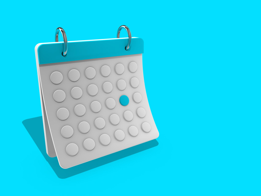 Stylish 3d calendar on a light blue background. Minimalistic design.