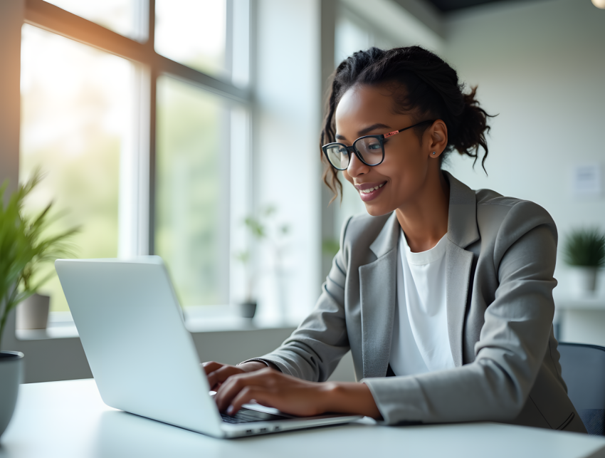 Focused Young Professional in a Stylish Office