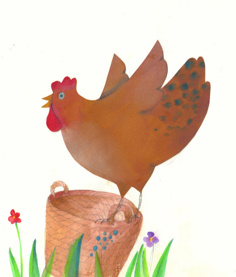 brown hen on a basket