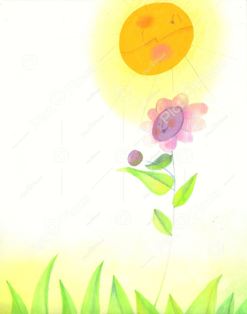 sun and a flower with its baby