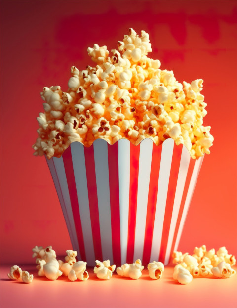Popcorn Extravaganza: Photorealistic Illustration of Popcorn Box
