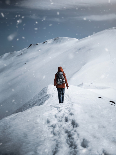 Man walking in the snow