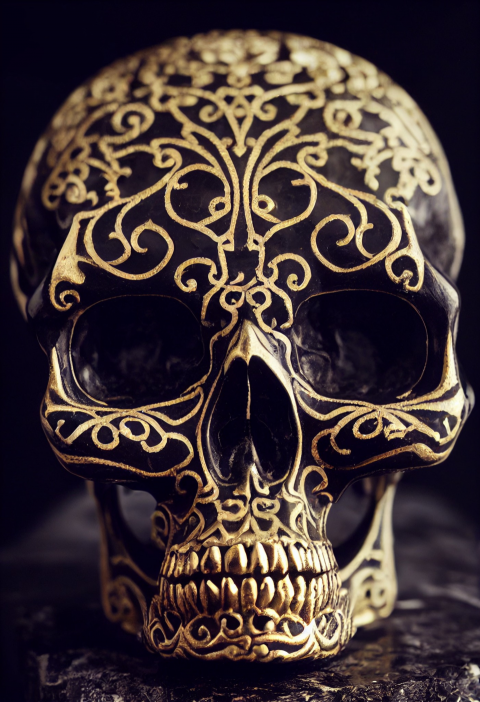 Black and Gold Skull