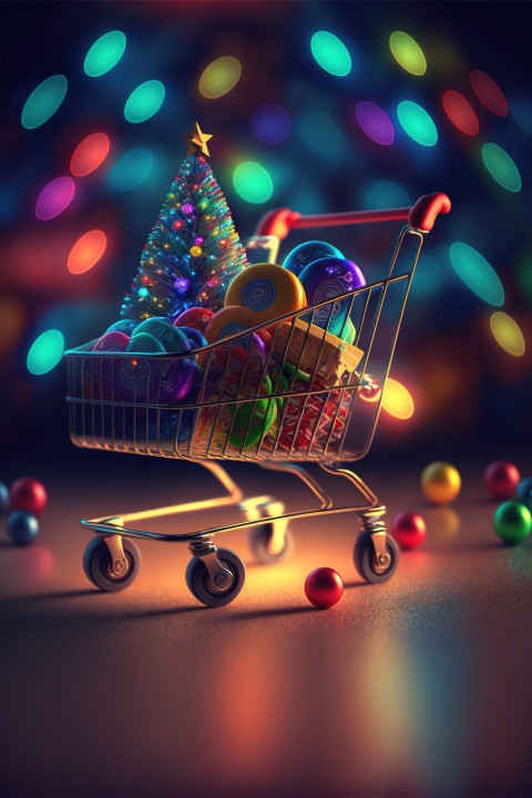 Christmas gifts in a trolley