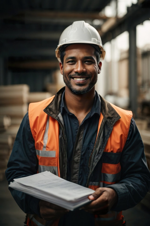 Spirits of Progress: Photorealistic Portrait of a Smiling African-American Worker