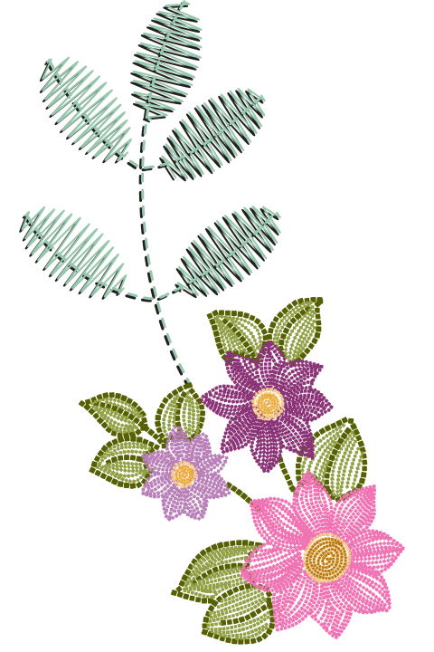 Hand work and embroidery flowers illustration design.