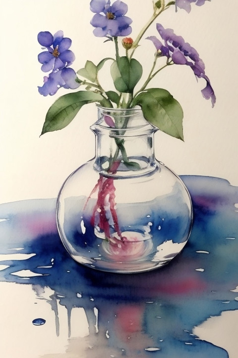 vase with flowers watercolor