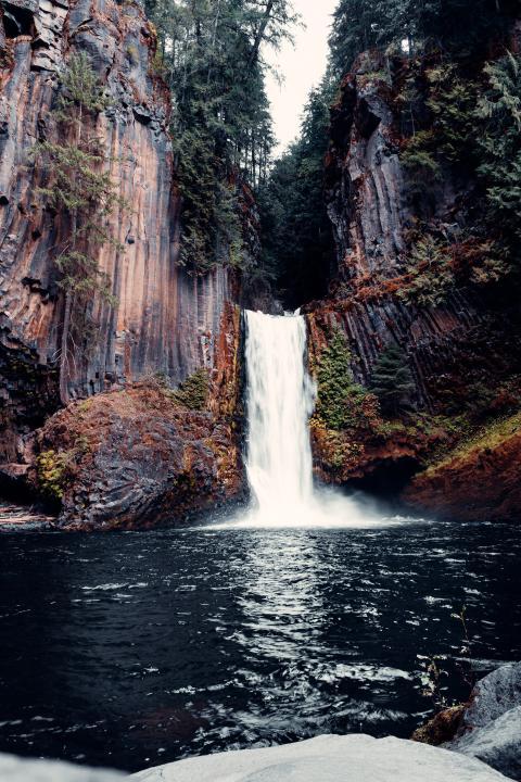 a waterfall with a cascading waterfall