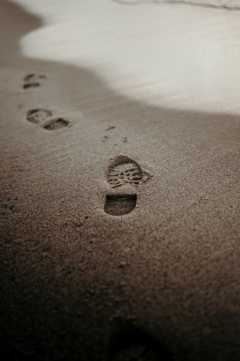 footprints on the beach