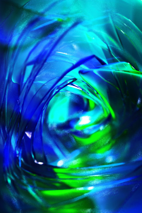 Beautiful green-blue liquid abstract background with metallic shine and light refraction. 3D illustration, 3D rendering.