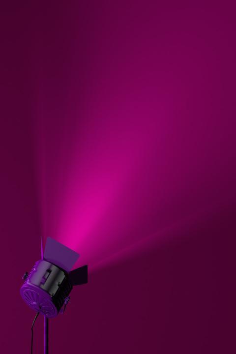 The spotlight shines with volumetric light. Empty blank space for information