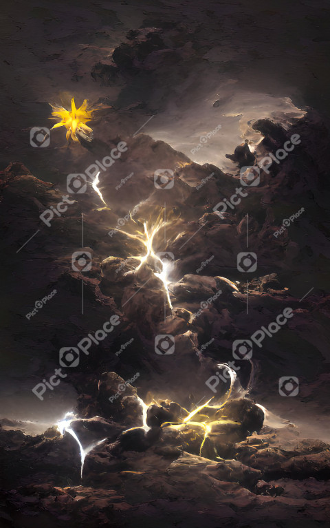 Digital illustration abstract lightning bursts background