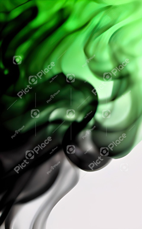 Digital illustration abstract background puffs of green smoke