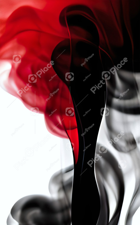 Digital illustration abstract background black red smoke on white