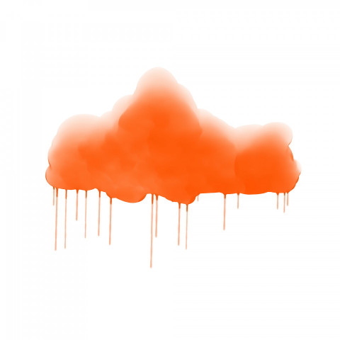 Orange watercolor cloud with smudges of rain