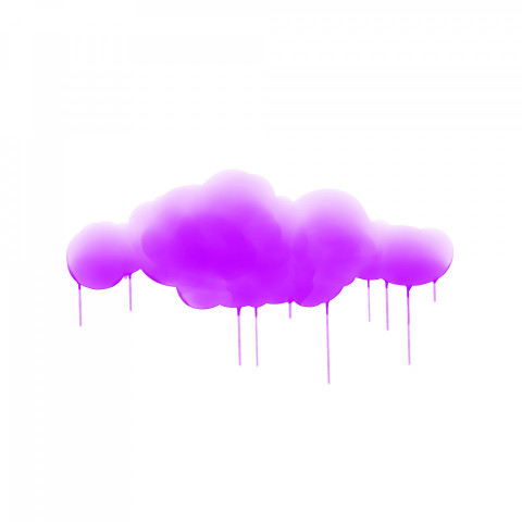 Watercolor. Lilac cloud and raindrops. Blot