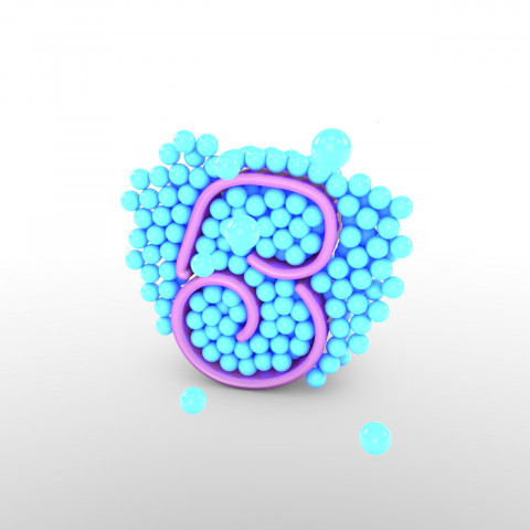 5 Holiday numbers, birthdays. Blue balls inside the pink contour numbers