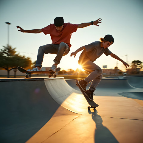 Air Time: Skaters in Golden Hour