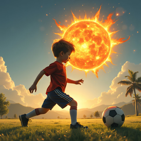 Sunny dreams of a young footballer