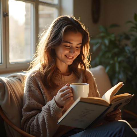 Cozy Morning Reading by the Window